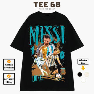  Áo thun in hình bóng đá Messi Argentina 2022 Local Brand Tee 68 Cotton 100% Oversize Nam Nữ 