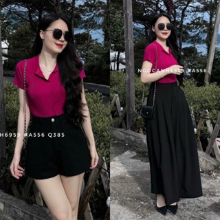 Ngocanh6959 SALE A556 Áo polo cổ bẻ màu hồng cộc tay nữ mongtoghi Quảng Châu phong cách tiểu thư sang trọng Hàn Quốc