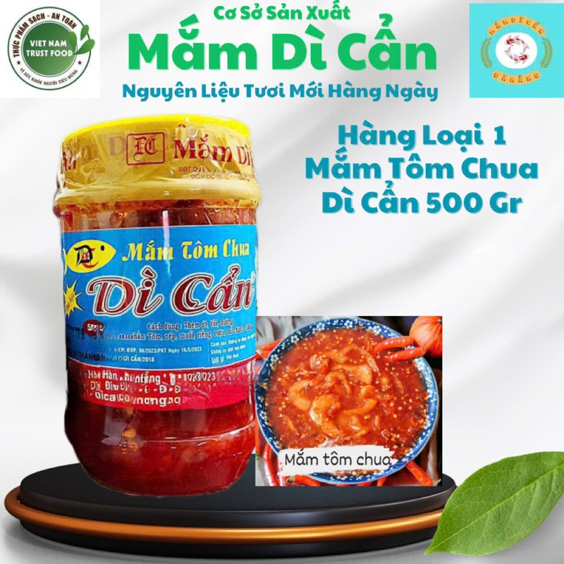 Mắm Tôm Chua Dì Cẩn Đà Nẵng Chính Gốc Hộp 500gr Thơm Ngon Chuẩn Vị Tôm