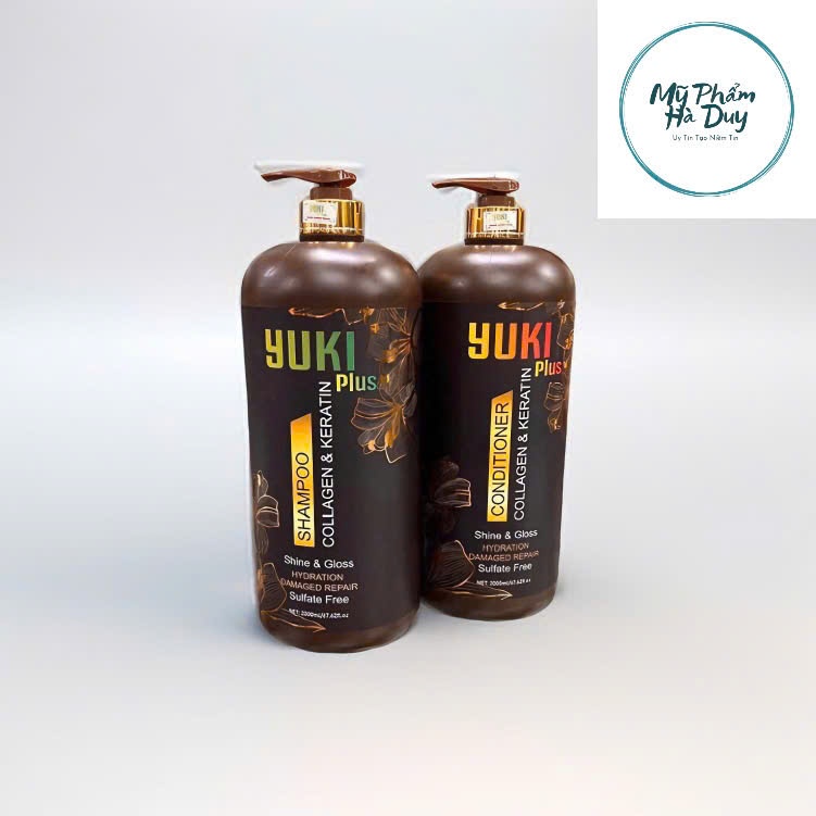   Hàng Chính Hãng  DẦU GỘI XẢ keratin yuki plus 2000ml chống RỤNG TÓC PHỤC HỒI TÓC sỉ salon spa 