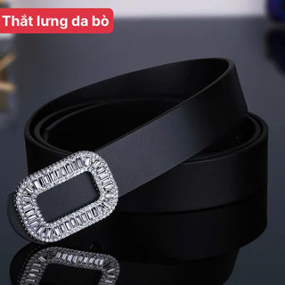Thắt lưng nữ da bò HADADA cỡ 2.5cm mặt khóa đính đá sang trọng, thời trang DV440