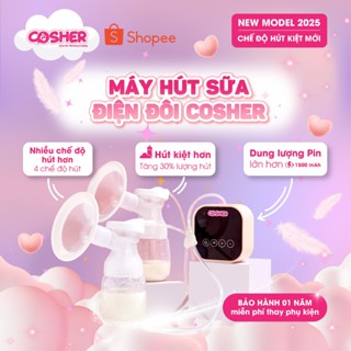 Máy Hút Sữa Điện Đôi Nhập Khẩu COSHER Kèm Pin Lithium, Máy Vắt Sữa Êm Có Chế Độ Hút Kiệt