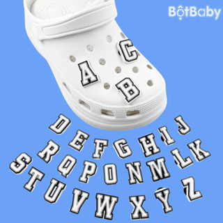 [S] Sticker 2D, Charm gắn dép Crocs, dép sục, dép cá sấu mẫu chữ cái từ A-Z S01