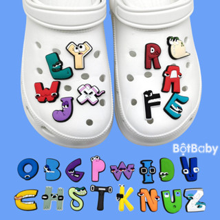 [G] Sticker 2D, Charm, Jibitz dán gắn dép Crocs, dép sục, dép cá sấu mẫu chữ cái HH