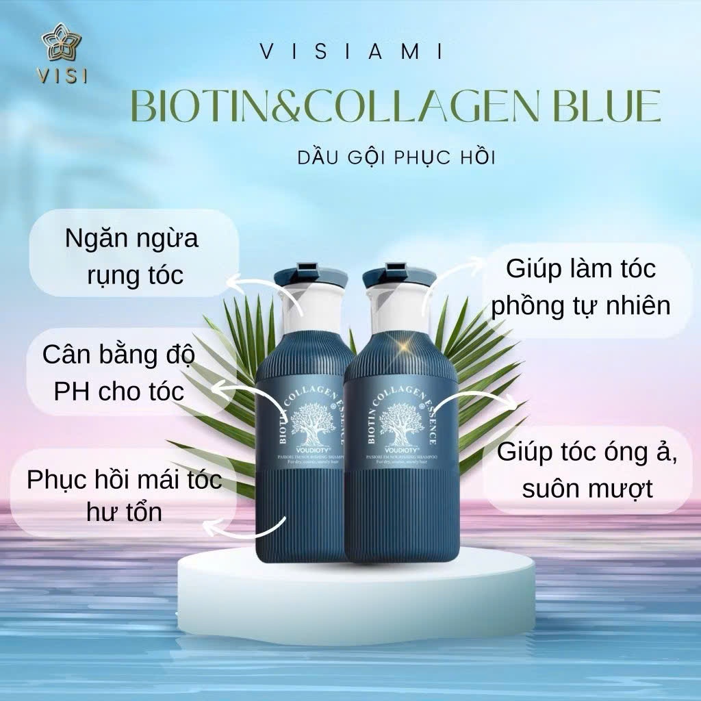 Dầu Gội Xả Biotin Collagen Voudioty Pink-Blue 500ml, Giảm Rụng, Phục Hồi Khô Xơ Hư Tổn