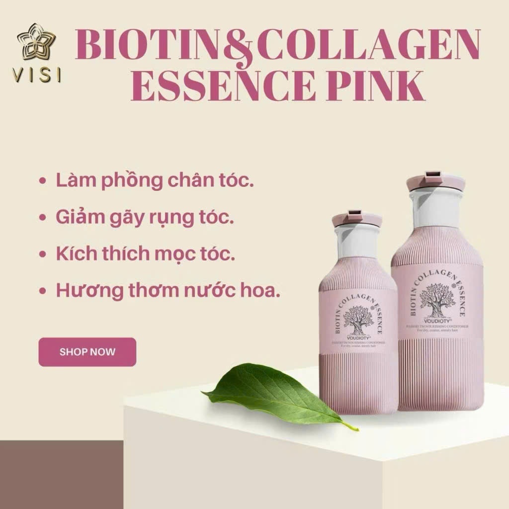 Dầu Gội Xả Biotin Collagen Voudioty Pink-Blue 500ml, Giảm Rụng, Phục Hồi Khô Xơ Hư Tổn
