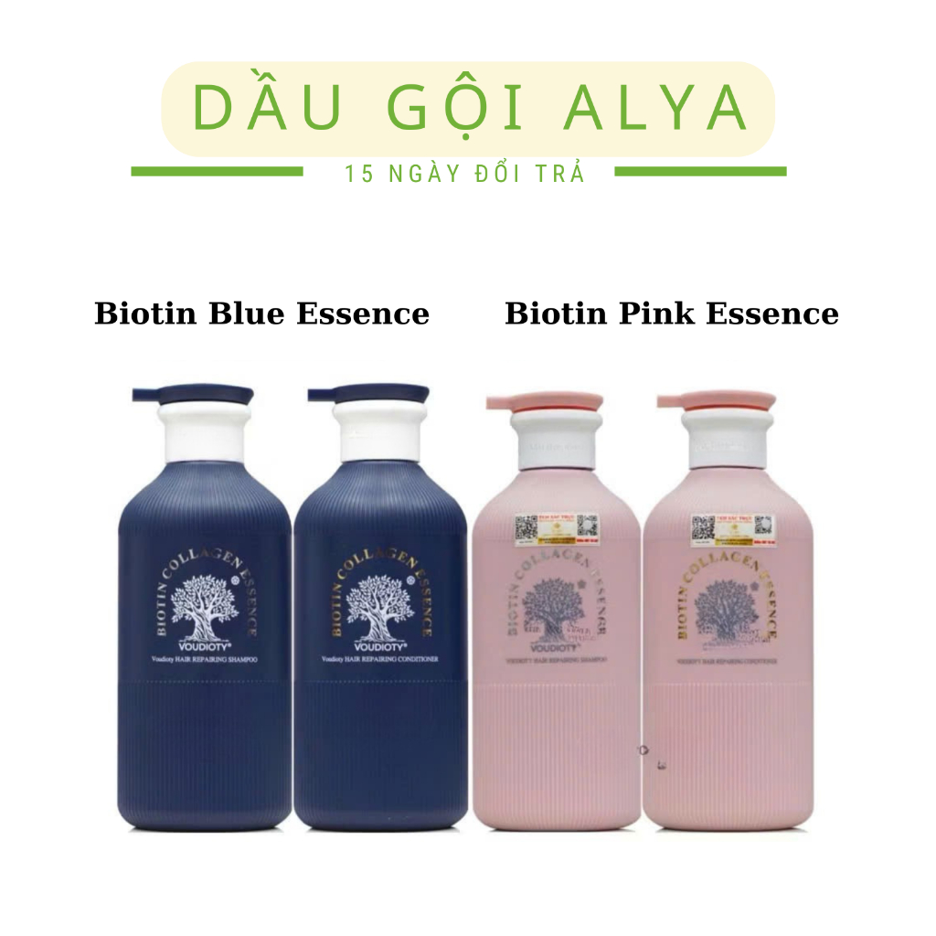 Dầu Gội Xả Biotin Collagen Voudioty Pink-Blue 500ml, Giảm Rụng, Phục Hồi Khô Xơ Hư Tổn