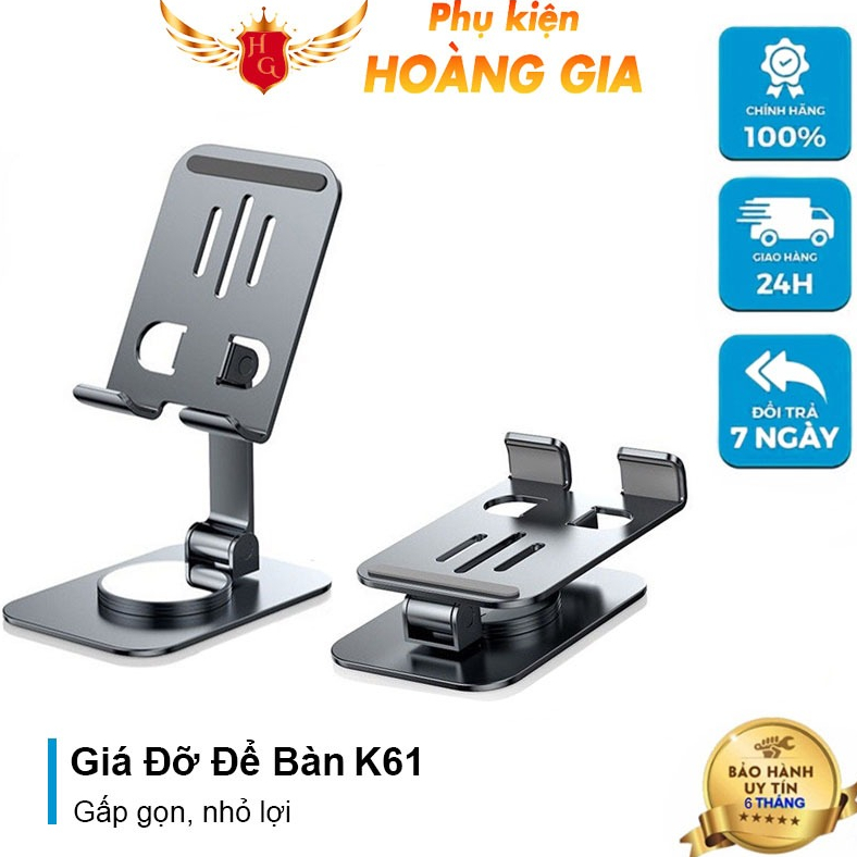 Giá đỡ điện thoại xoay 360 độ chất liệu NHÔM cao cấp sang trọng làm việc học tập live - PK Hoàng gia