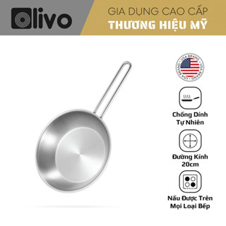 Chảo Inox OLIVO P2045 – Chống Dính Tự Nhiên, Đáy 3 Lớp, Đường Kính 20cm