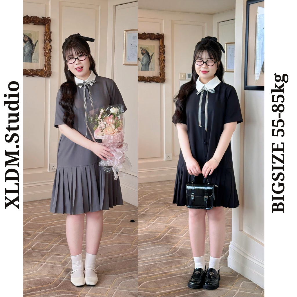 Váy Bigsize nữ dáng suông xếp ly gọn dáng công sở thiết kế XLDM.Studio ( Lucy dress)
