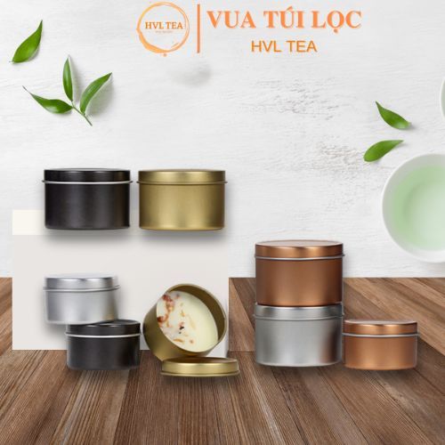 Lon thiếc tròn mini đựng mỹ phẩm trà, nến thơm - HVL TEA