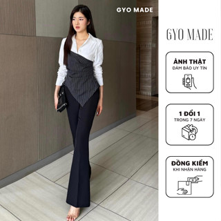  Quần tây ống loe nữ GYOMADE® công sở màu đen kem chất liệu Bố Hàn duyên dáng cổ điển | GQ002 