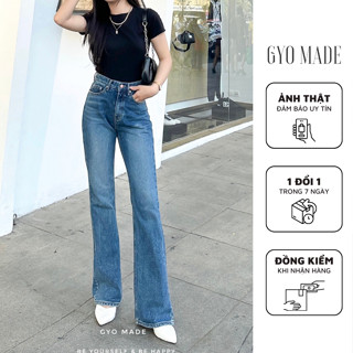  Quần Jean nữ ống loe GYOMADE® lưng cao tôn dáng đứng form phong cách trẻ trung | GQ013B 