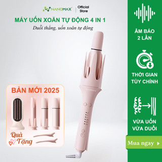 Máy Uốn Tóc Xoăn Tự Động Nanomax XN-399, 3 Trục Kích Cỡ 28mm, 32mm, 40mm, Lược Ion Âm Chải Thẳng Tóc