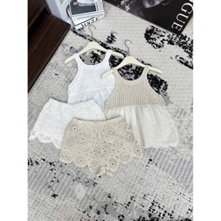 {Ship hoả tốc}set ren 2 dây kiểu cổ yếm babydoll mix quần ren hoa tròn
