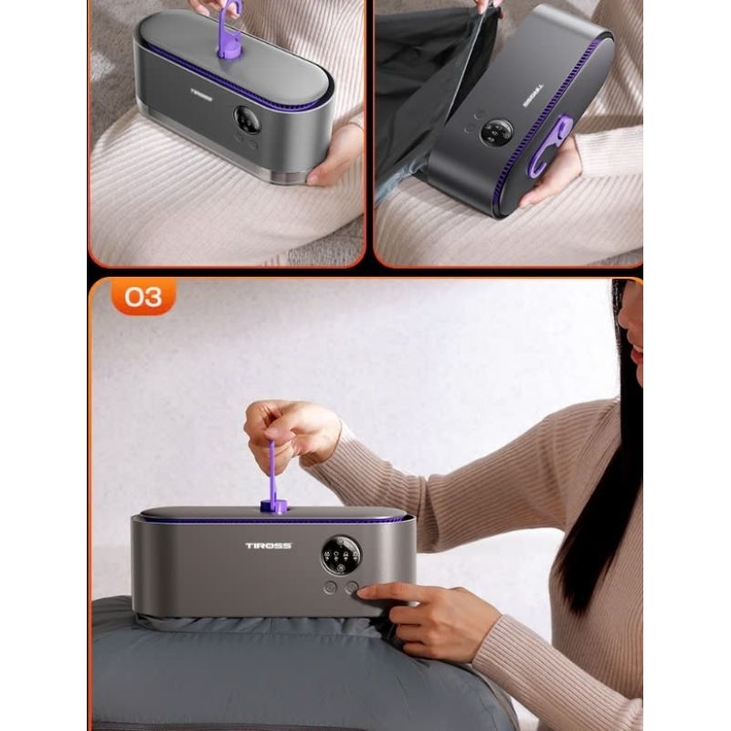 Máy Sấy Quần Áo Di Động Tiross TS8832 - 20 Chiếc Quần Áo, Màu Ghi/Tím/Trắng, Kích Thước 298x136x112mm