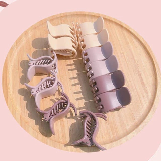 Set 12 Kẹp Càng Cua 5 Răng Cánh Bầu 3 Màu Trà Sữa Nâu Be(5 Răng Trà Sữa Bầu)