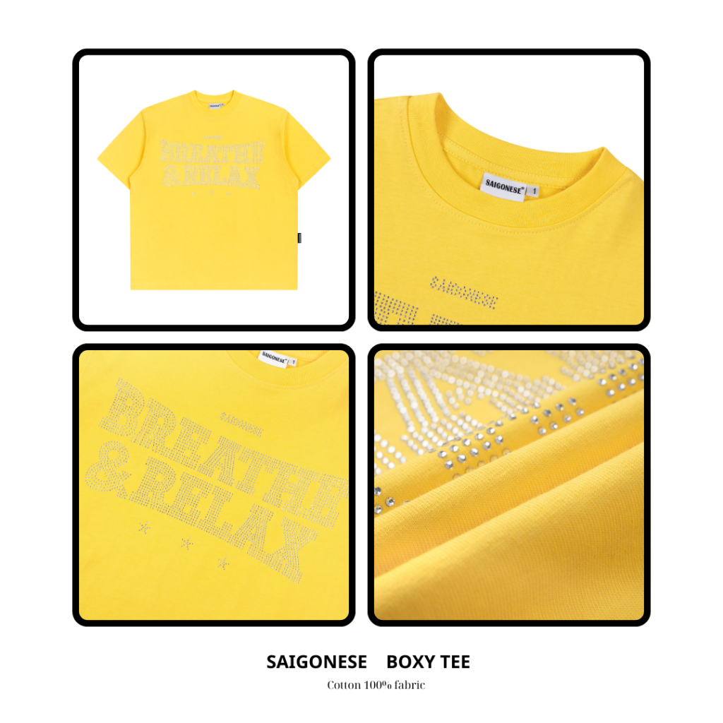 Áo Thun SAIGONESE Cổ Tròn Họa Tiết Đính Đá Form Boxy Unisex Nam Nữ 4 Màu - AT03SG | BigBuy360 - bigbuy360.vn