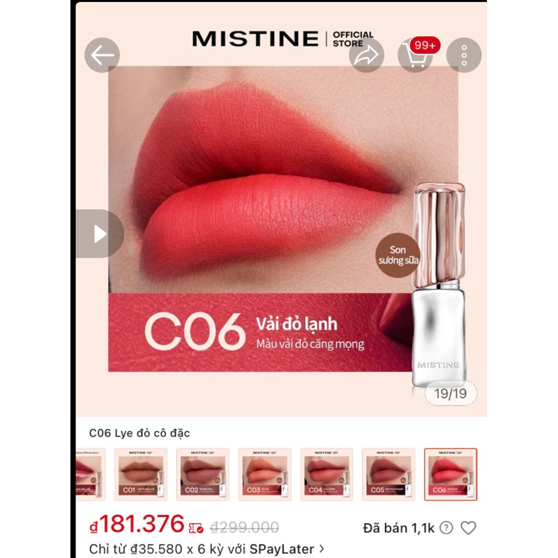 pass son mỗi mistine màu c06