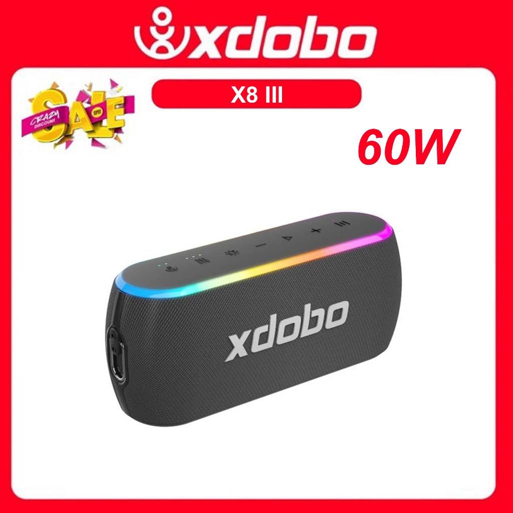 Loa Bluetooth 5.3 Xdobo X8 III Công Suất 60W Tích Hợp Power Bank Chống Nước IPX7 Hỗ Trợ Thẻ TF, DSP, TWS, Dải Led RGB | BigBuy360 - bigbuy360.vn