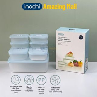 Bộ 7 hộp trữ đông thực phẩm Inoch Hokkaido chống dính kháng khuẩn có đồng hồ ghi nhớ thời gian H0873 Inochi Amazing Mall