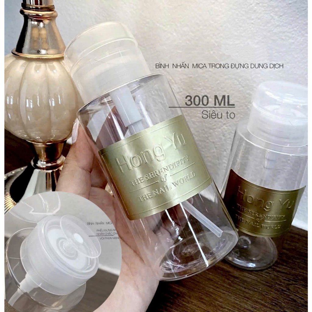 Bình nhún đựng nước lau gel 300ml - Lọ đựng dung dịch cồn acetone chuyên dụng làm móng nail