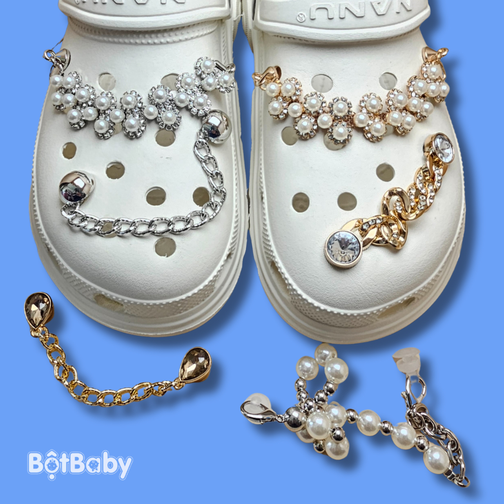 [B10] Sticker Kim loại, Charm, Jibitz dán gắn dép Crocs, dép sục, dép cá sấu nhiều mẫu