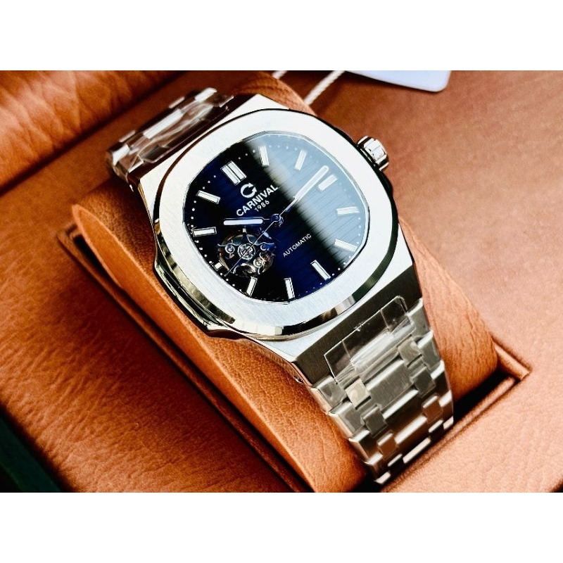 [Chính Hãng 100%] Đồng Hồ Nam  Carnival 8128G (8128) Máy Cơ (Automatic)Kính Sapphiare Siz 41 Dây Thé