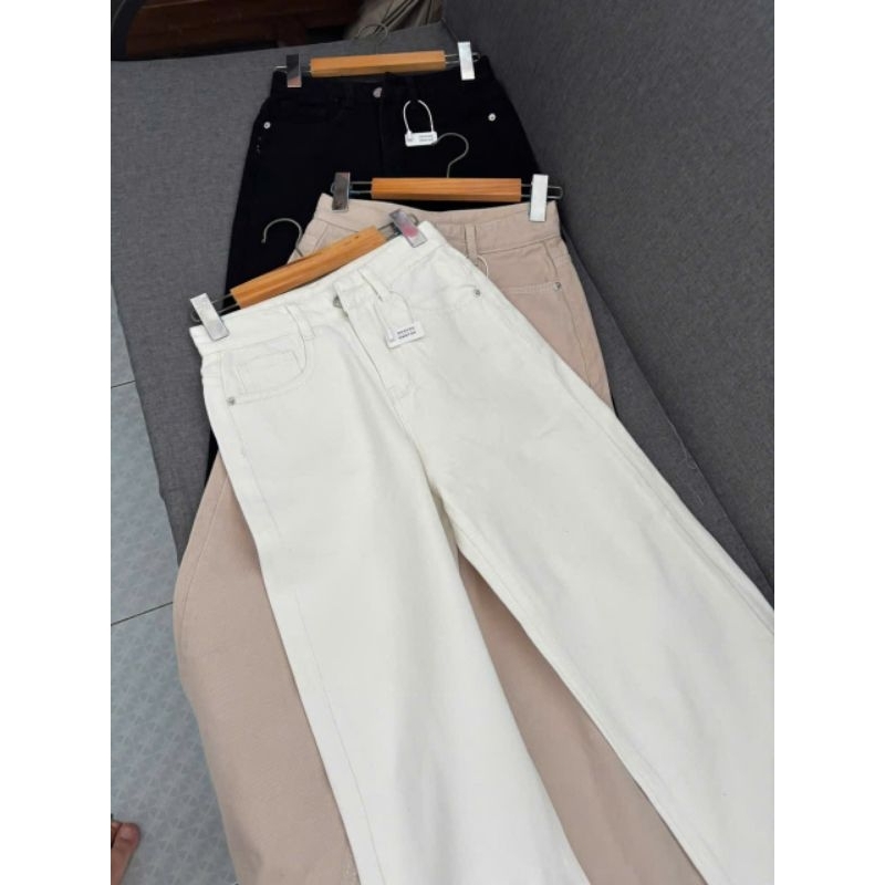 HD334-678 Quần jeans nữ suông nấm cao cấp 3 màu jeans cơ bản mới thiết kế lai to tông màu basic dễ p