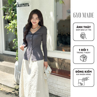 Áo trễ vai chất liệu len mềm GYOMADE® ôm body tôn dáng tiểu thư thanh lịch | GA061