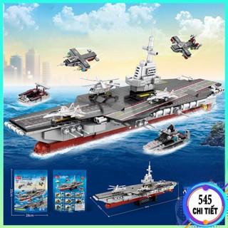 Bộ đồ chơi lắp ráp tàu chiến 545 chi tiết, mô hình lắp ráp tàu sân bay, xếp hình tàu đồ chơi cho bé trai