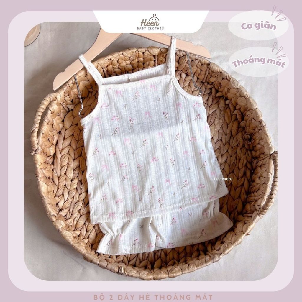 [New] Bộ hai dây mùa hè cho bé gái vải thông hơi thoáng mát Heenstore