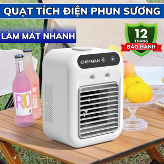 Quạt tích điện mini Chefman, quạt phun sương để bàn công suất 25W 2 chế độ phun sương cấp ẩm cực tốt
