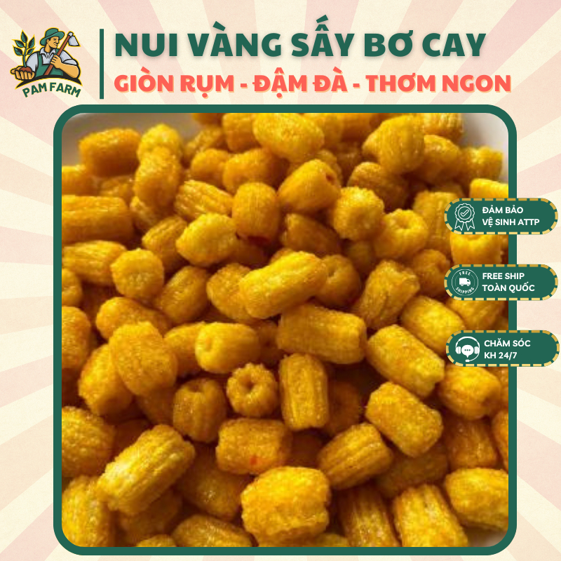 Nui Vàng Sấy Giòn Bơ Tỏi – Nui Sấy Bơ - Nui Bơ Tỏi - Nui Sấy Giòn - Nui Vàng 1KG PAMFARM