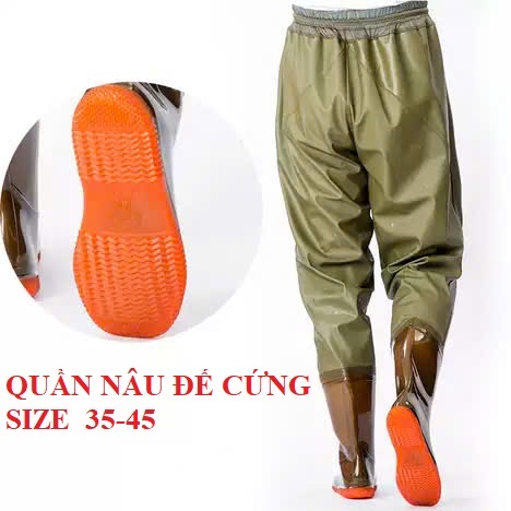 {LOẠI 1} Quần Ủng NÂU Lội Nước Đế Cứng Thế Hệ Mới, Ủng Bảo Hộ Lao Động, Dày Cao Cấp 2 Lớp