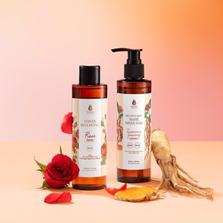 Combo Sữa rửa mặt nghệ nhân sâm 200ml, Toner hoa hồng Mela 200ml - Skincare cho da dầu mụn và lỗ chân lông to ML50