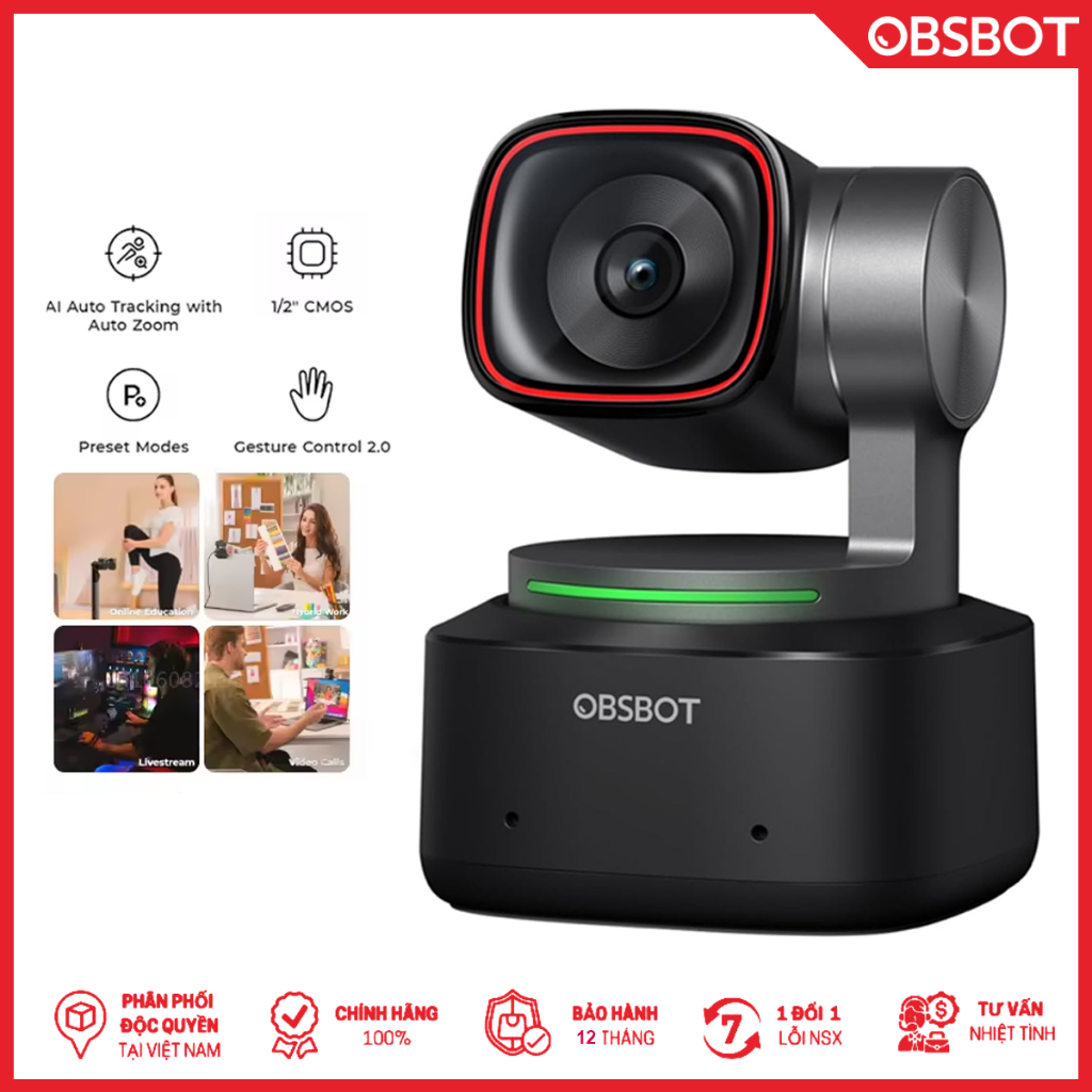 OBSBOT Tiny 2 Lite - Webcam PTZ 4K AI Thông Minh - Bảo Hành 12 Tháng / Hàng Chính Hãng