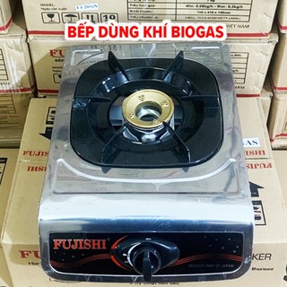 Bếp dùng khí biogas fujishi fjbg2_alo_plus - chén đồng - khung inox - lửa xanh tiết kiệm gas - bảo hành 2 năm chính hãng