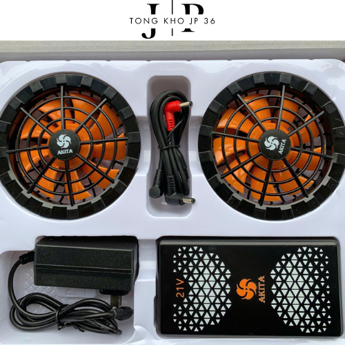 Bộ phụ kiện áo điều hòa AKITA 21V 4 cấp gió (hàng xịn) gồm : Pin 85000mah 21V + sạc + quạt 9 cánh️ 2