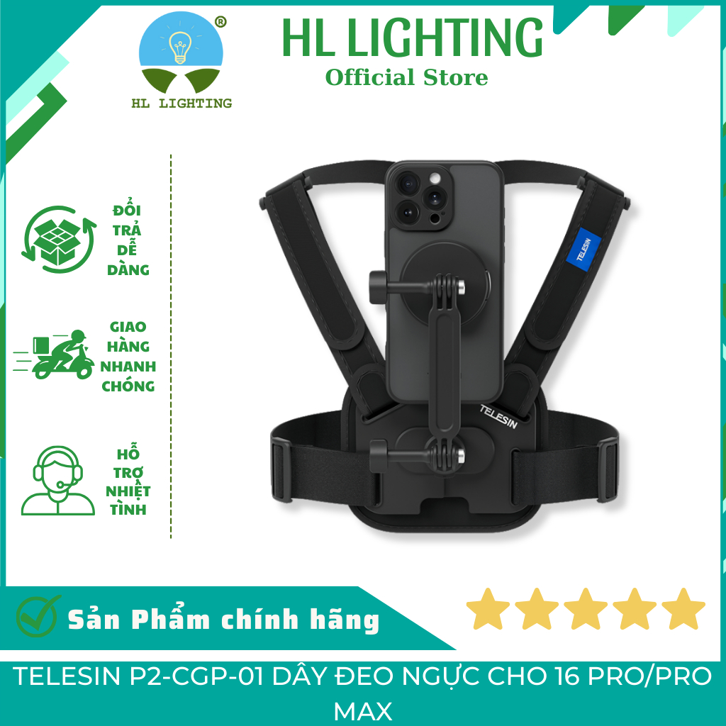 Telesin P2-CGP-01 Dây Đeo Ngực Cho 16 Pro/Pro Max HL Lighting