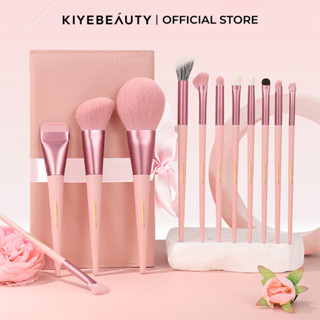 Bộ Cọ Trang Điểm Cá Nhân KIYE 12 Cây Hồng Siêu Mềm Làm Đẹp Tiện Lợi Kèm Túi Đựng