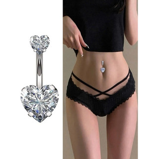 Set khuyên rốn bạc đính đá cao cấp, set 5 khuyên rốn