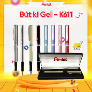 Bút Ký Gel Pentel Sterling K611| Ngòi 0.7mm Mực Xanh |Thiết Kế Màu Vỏ Thời Trang |Kèm Hộp