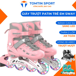 Giày trượt patin trẻ em SWAY T1 - Bánh cao su sáng led - Tặng kèm bảo hộ chân tay, quà tặng sinh nhật - Tomtin Sport