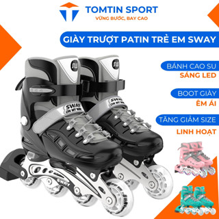Giày trượt patin trẻ em có đèn led chính hãng SWAY T1 - Bánh cao su, tặng kèm bảo hộ chân tay - TOMTIN SPORT