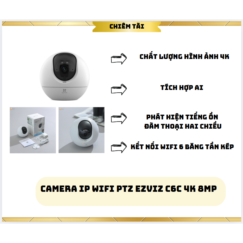 Camera IP Wifi PTZ EZVIZ C6c 4K 8MP