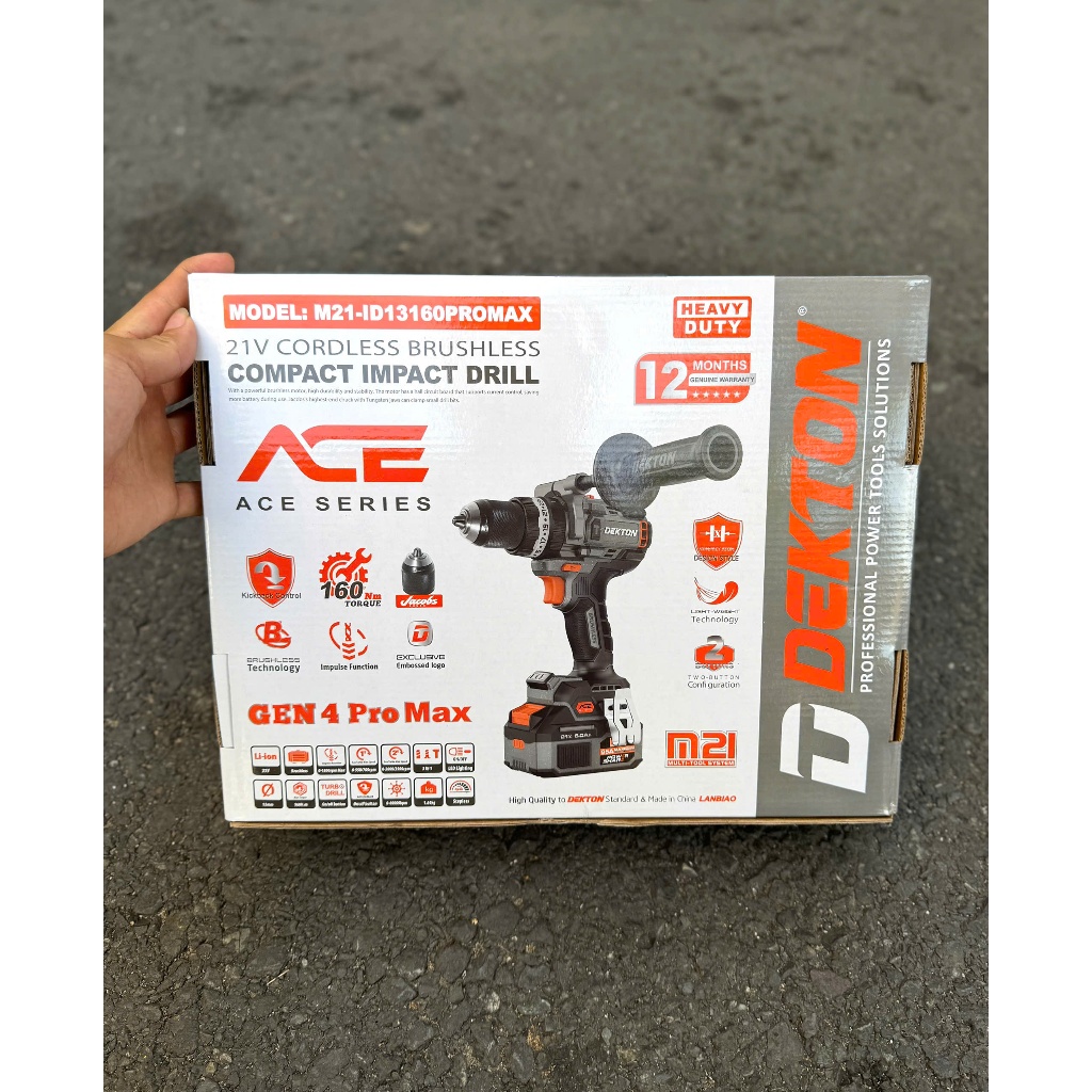 MÁY KHOAN 160N.m DEKTON (GEN 4) M21- ID13160PROMAX ((Màu Xanh, màu Xám & màu Olive )