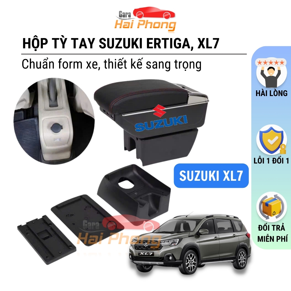 Hộp Tỳ Tay, Bệ Tỳ Tay Xe Suzuki Ertiga, XL7 Màu Đen Có Cổng USB Lắp Đặt Dễ Dàng