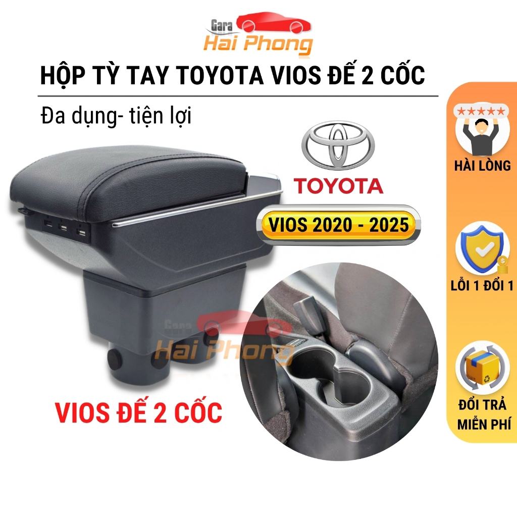 Tỳ tay VIOS cao cấp đời 2020 - 2022 (mẫu 2 chân cốc ) chuẩn 100% - Bảo hành 12 tháng