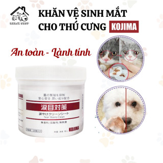 (Date T8/2025) Khăn lau mắt vệ sinh cho thú cưng KOJIMA, khăn lau chó mèo hộp 120 miếng - Kenji Shop